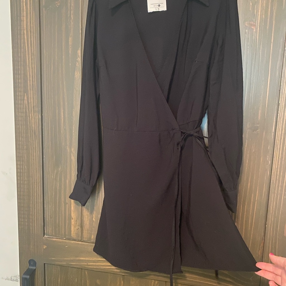 Bershka Black Wrap Shirt Women’s Size L